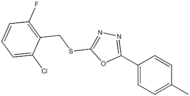 (2-chloro-6-fluorophenyl)methyl 5-(4-methylphenyl)-1,3,4-oxadiazol-2-yl sulfide Structure