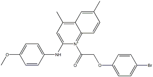 1-[(4-bromophenoxy)acetyl]-2-(4-methoxyanilino)-4,6-dimethylquinolinium 구조식 이미지