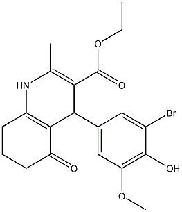ethyl 4-[3-bromo-4-hydroxy-5-(methyloxy)phenyl]-2-methyl-5-oxo-1,4,5,6,7,8-hexahydroquinoline-3-carboxylate 구조식 이미지