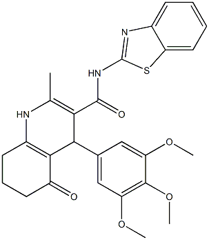 N-(1,3-benzothiazol-2-yl)-2-methyl-5-oxo-4-(3,4,5-trimethoxyphenyl)-1,4,5,6,7,8-hexahydroquinoline-3-carboxamide Structure