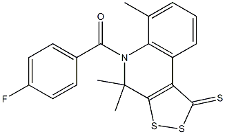 5-(4-fluorobenzoyl)-4,4,6-trimethyl-4,5-dihydro-1H-[1,2]dithiolo[3,4-c]quinoline-1-thione 구조식 이미지