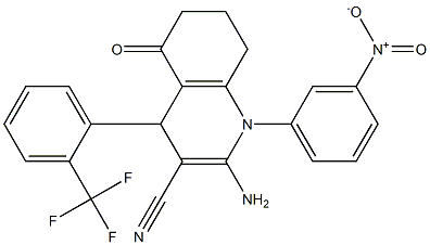 2-amino-1-{3-nitrophenyl}-5-oxo-4-[2-(trifluoromethyl)phenyl]-1,4,5,6,7,8-hexahydroquinoline-3-carbonitrile Structure