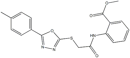 methyl 2-[({[5-(4-methylphenyl)-1,3,4-oxadiazol-2-yl]sulfanyl}acetyl)amino]benzoate 구조식 이미지