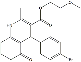 2-methoxyethyl 4-(4-bromophenyl)-2-methyl-5-oxo-1,4,5,6,7,8-hexahydroquinoline-3-carboxylate 구조식 이미지