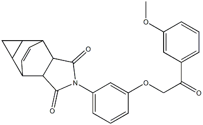 4-{3-[2-(3-methoxyphenyl)-2-oxoethoxy]phenyl}-4-azatetracyclo[5.3.2.0~2,6~.0~8,10~]dodec-11-ene-3,5-dione 구조식 이미지