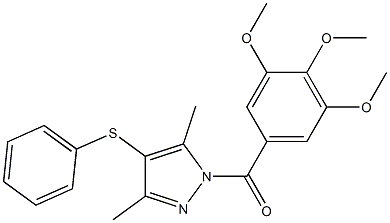 3,5-dimethyl-4-(phenylsulfanyl)-1-(3,4,5-trimethoxybenzoyl)-1H-pyrazole 구조식 이미지