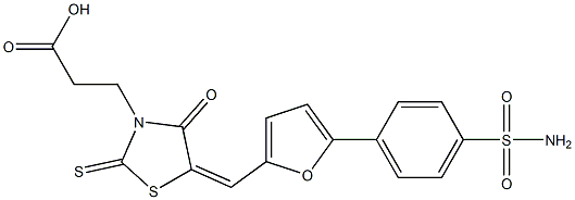 3-[5-({5-[4-(aminosulfonyl)phenyl]-2-furyl}methylene)-4-oxo-2-thioxo-1,3-thiazolidin-3-yl]propanoic acid Structure