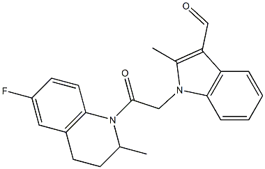 1-[2-(6-fluoro-2-methyl-3,4-dihydro-1(2H)-quinolinyl)-2-oxoethyl]-2-methyl-1H-indole-3-carbaldehyde 구조식 이미지