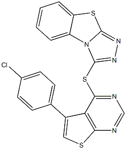 3-{[5-(4-chlorophenyl)thieno[2,3-d]pyrimidin-4-yl]sulfanyl}[1,2,4]triazolo[3,4-b][1,3]benzothiazole 구조식 이미지