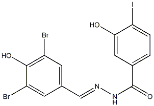 N'-(3,5-dibromo-4-hydroxybenzylidene)-3-hydroxy-4-iodobenzohydrazide 구조식 이미지