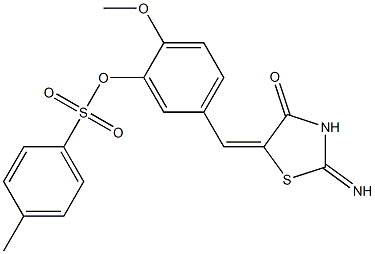 5-[(2-imino-4-oxo-1,3-thiazolidin-5-ylidene)methyl]-2-methoxyphenyl 4-methylbenzenesulfonate 구조식 이미지