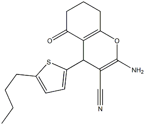 2-amino-4-(5-butyl-2-thienyl)-5-oxo-5,6,7,8-tetrahydro-4H-chromene-3-carbonitrile Structure