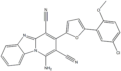 1-amino-3-(5-(5-chloro-2-(methyloxy)phenyl)furan-2-yl)pyrido[1,2-a]benzimidazole-2,4-dicarbonitrile 구조식 이미지