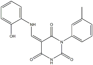 5-[(2-hydroxyanilino)methylene]-1-(3-methylphenyl)-2,4,6(1H,3H,5H)-pyrimidinetrione Structure