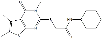N-cyclohexyl-2-[(3,5,6-trimethyl-4-oxo-3,4-dihydrothieno[2,3-d]pyrimidin-2-yl)sulfanyl]acetamide Structure