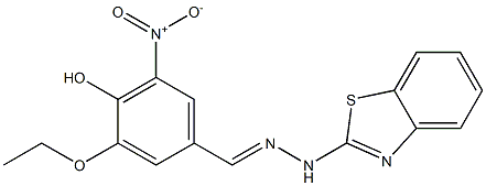 3-ethoxy-4-hydroxy-5-nitrobenzaldehyde 1,3-benzothiazol-2-ylhydrazone 구조식 이미지