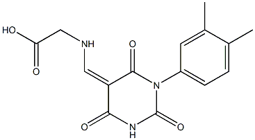 {[(1-(3,4-dimethylphenyl)-2,4,6-trioxotetrahydro-5(2H)-pyrimidinylidene)methyl]amino}acetic acid 구조식 이미지