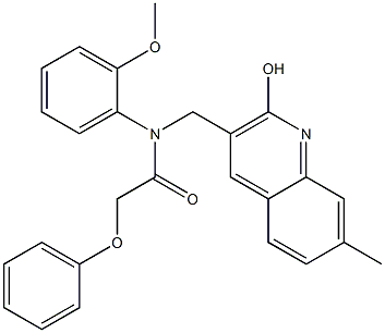 N-[(2-hydroxy-7-methyl-3-quinolinyl)methyl]-N-(2-methoxyphenyl)-2-phenoxyacetamide 구조식 이미지