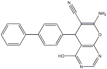 7-amino-5-[1,1'-biphenyl]-4-yl-4-hydroxy-5H-pyrano[2,3-d]pyrimidine-6-carbonitrile 구조식 이미지