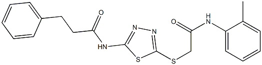 N-(5-{[2-oxo-2-(2-toluidino)ethyl]sulfanyl}-1,3,4-thiadiazol-2-yl)-3-phenylpropanamide Structure