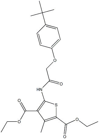 diethyl 5-{[(4-tert-butylphenoxy)acetyl]amino}-3-methyl-2,4-thiophenedicarboxylate Structure