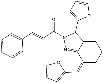 2-cinnamoyl-3-(2-furyl)-7-(2-furylmethylene)-3,3a,4,5,6,7-hexahydro-2H-indazole Structure