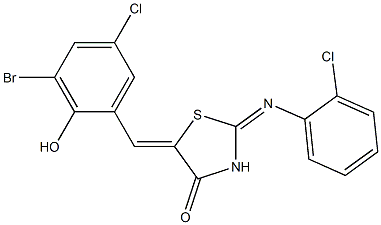 5-(3-bromo-5-chloro-2-hydroxybenzylidene)-2-[(2-chlorophenyl)imino]-1,3-thiazolidin-4-one Structure