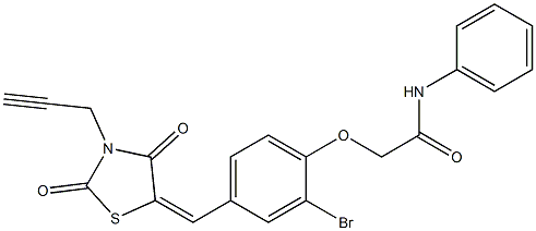 2-(2-bromo-4-{[2,4-dioxo-3-(2-propynyl)-1,3-thiazolidin-5-ylidene]methyl}phenoxy)-N-phenylacetamide 구조식 이미지