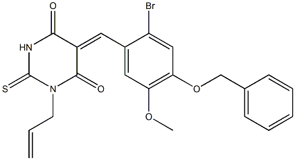 1-allyl-5-[4-(benzyloxy)-2-bromo-5-methoxybenzylidene]-2-thioxodihydropyrimidine-4,6(1H,5H)-dione 구조식 이미지