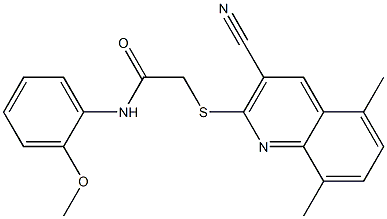 2-[(3-cyano-5,8-dimethylquinolin-2-yl)sulfanyl]-N-[2-(methyloxy)phenyl]acetamide Structure