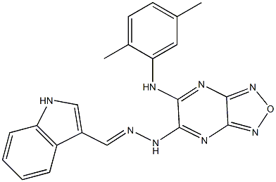 1H-indole-3-carbaldehyde [6-(2,5-dimethylanilino)[1,2,5]oxadiazolo[3,4-b]pyrazin-5-yl]hydrazone Structure