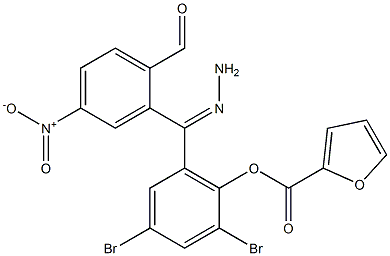 2,4-dibromo-6-(2-{4-nitrobenzoyl}carbohydrazonoyl)phenyl 2-furoate 구조식 이미지