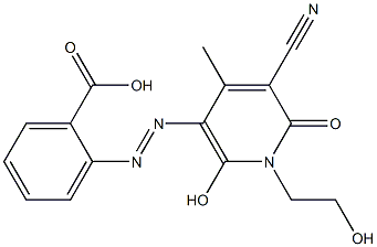 2-{[5-cyano-2-hydroxy-1-(2-hydroxyethyl)-4-methyl-6-oxo-1,6-dihydro-3-pyridinyl]diazenyl}benzoic acid Structure