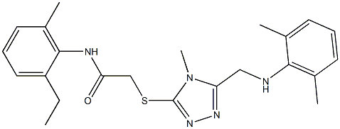 2-[(5-{[(2,6-dimethylphenyl)amino]methyl}-4-methyl-4H-1,2,4-triazol-3-yl)sulfanyl]-N-(2-ethyl-6-methylphenyl)acetamide 구조식 이미지