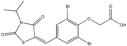 {2,6-dibromo-4-[(3-isopropyl-2,4-dioxo-1,3-thiazolidin-5-ylidene)methyl]phenoxy}acetic acid Structure