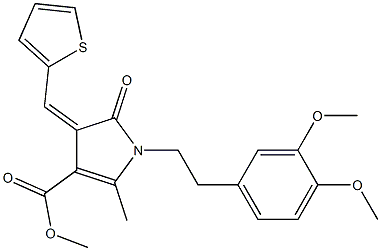methyl 1-[2-(3,4-dimethoxyphenyl)ethyl]-2-methyl-5-oxo-4-(2-thienylmethylene)-4,5-dihydro-1H-pyrrole-3-carboxylate 구조식 이미지