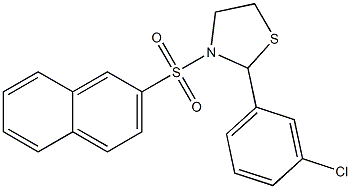 2-(3-chlorophenyl)-3-(2-naphthylsulfonyl)-1,3-thiazolidine Structure