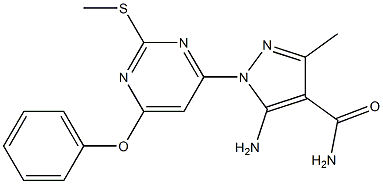 5-amino-3-methyl-1-[2-(methylsulfanyl)-6-phenoxy-4-pyrimidinyl]-1H-pyrazole-4-carboxamide 구조식 이미지