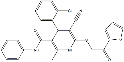 4-(2-chlorophenyl)-5-cyano-2-methyl-6-{[2-oxo-2-(2-thienyl)ethyl]sulfanyl}-N-phenyl-1,4-dihydro-3-pyridinecarboxamide Structure