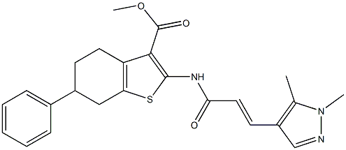 methyl 2-{[3-(1,5-dimethyl-1H-pyrazol-4-yl)acryloyl]amino}-6-phenyl-4,5,6,7-tetrahydro-1-benzothiophene-3-carboxylate Structure