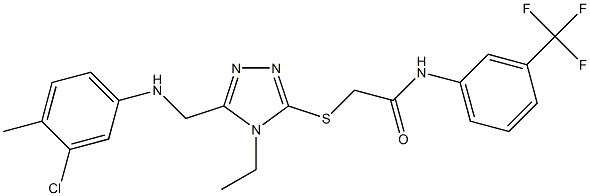 2-[(5-{[(3-chloro-4-methylphenyl)amino]methyl}-4-ethyl-4H-1,2,4-triazol-3-yl)sulfanyl]-N-[3-(trifluoromethyl)phenyl]acetamide 구조식 이미지