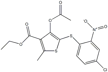 ethyl 4-(acetyloxy)-5-({4-chloro-2-nitrophenyl}sulfanyl)-2-methyl-3-thiophenecarboxylate 구조식 이미지