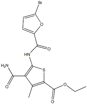 ethyl 4-(aminocarbonyl)-5-[(5-bromo-2-furoyl)amino]-3-methyl-2-thiophenecarboxylate Structure