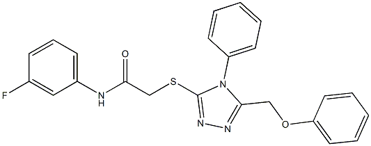 N-(3-fluorophenyl)-2-{[5-(phenoxymethyl)-4-phenyl-4H-1,2,4-triazol-3-yl]sulfanyl}acetamide 구조식 이미지