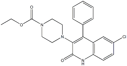 ethyl 4-(6-chloro-2-oxo-4-phenyl-1,2-dihydro-3-quinolinyl)-1-piperazinecarboxylate 구조식 이미지