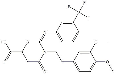 3-[2-(3,4-dimethoxyphenyl)ethyl]-4-oxo-2-{[3-(trifluoromethyl)phenyl]imino}-1,3-thiazinane-6-carboxylic acid Structure