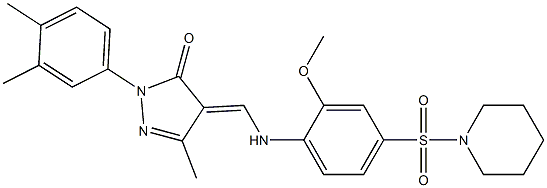2-(3,4-dimethylphenyl)-4-{[2-methoxy-4-(1-piperidinylsulfonyl)anilino]methylene}-5-methyl-2,4-dihydro-3H-pyrazol-3-one Structure
