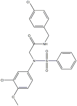 2-[[3-chloro-4-(methyloxy)phenyl](phenylsulfonyl)amino]-N-[(4-chlorophenyl)methyl]acetamide Structure