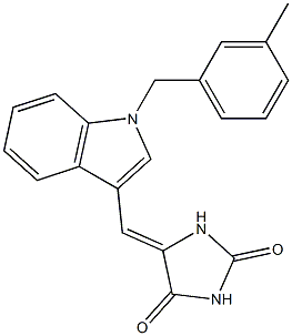 5-{[1-(3-methylbenzyl)-1H-indol-3-yl]methylene}-2,4-imidazolidinedione 구조식 이미지