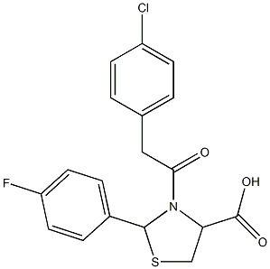 3-[(4-chlorophenyl)acetyl]-2-(4-fluorophenyl)-1,3-thiazolidine-4-carboxylic acid Structure
